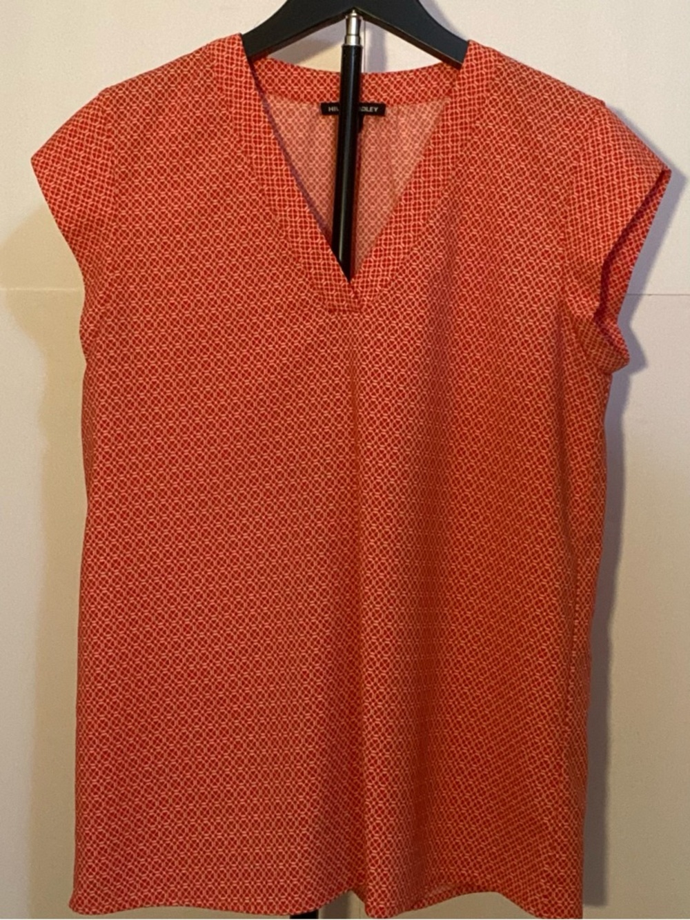 Hilary Radley Orange Patterned V-Neck Cap-Sleeve Tunic